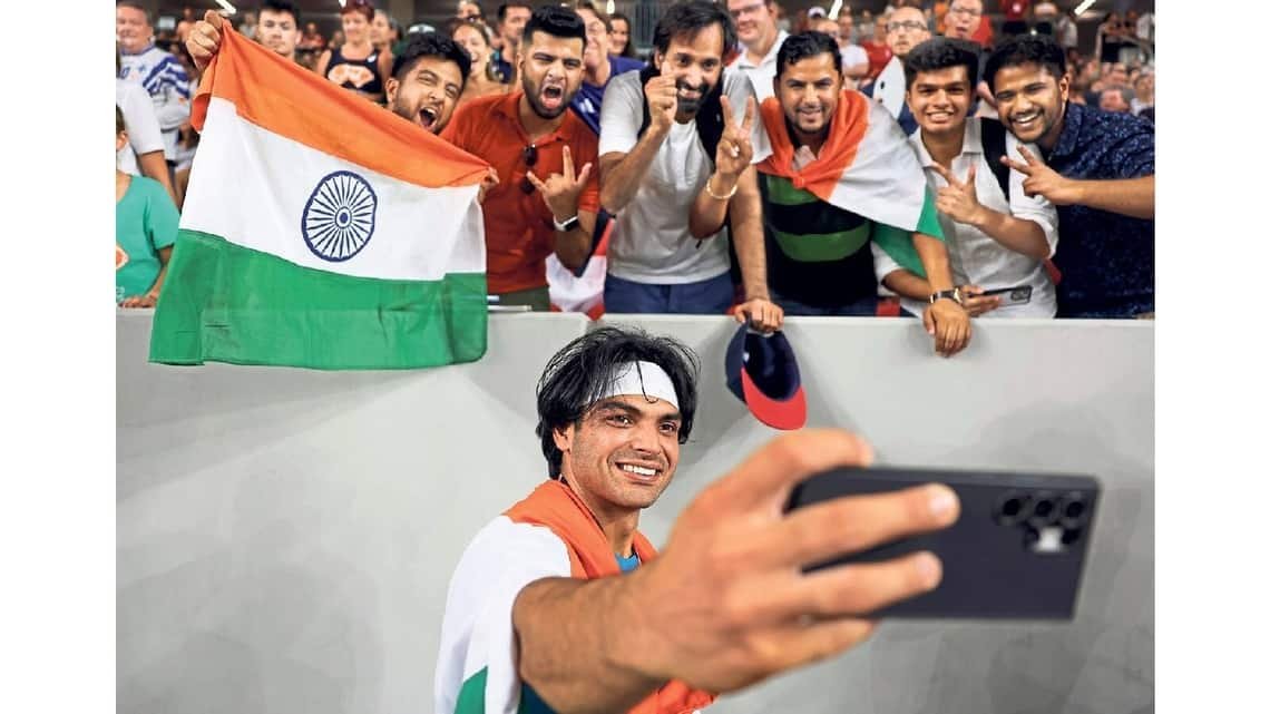 Neeraj Chopra at the World Athletics Championships Budapest 2023 in August.