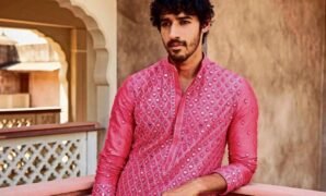 Why should pink be restricted to women’s wardrobes? Opt for this bright chanderi-silk kurta from Abhinav Mishra’s Dilbar collection that plays with mirror-work embroidery. Team it with a matching pyjama or churidar to go all out. Available on Abhinavmishraofficial.com;