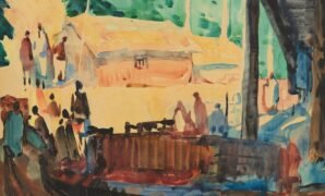 Detail from ‘Foot Bridge’ (1951) by K.C.S Paniker, who abandoned elements of Impressionism in favour of indigenous modernism—which formed the basis of the Madras Art Movement