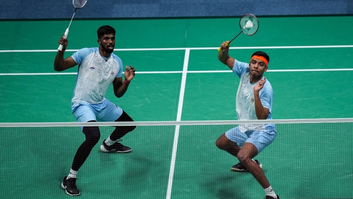 Satwiksairaj Rankireddy and Chirag Shetty in action.