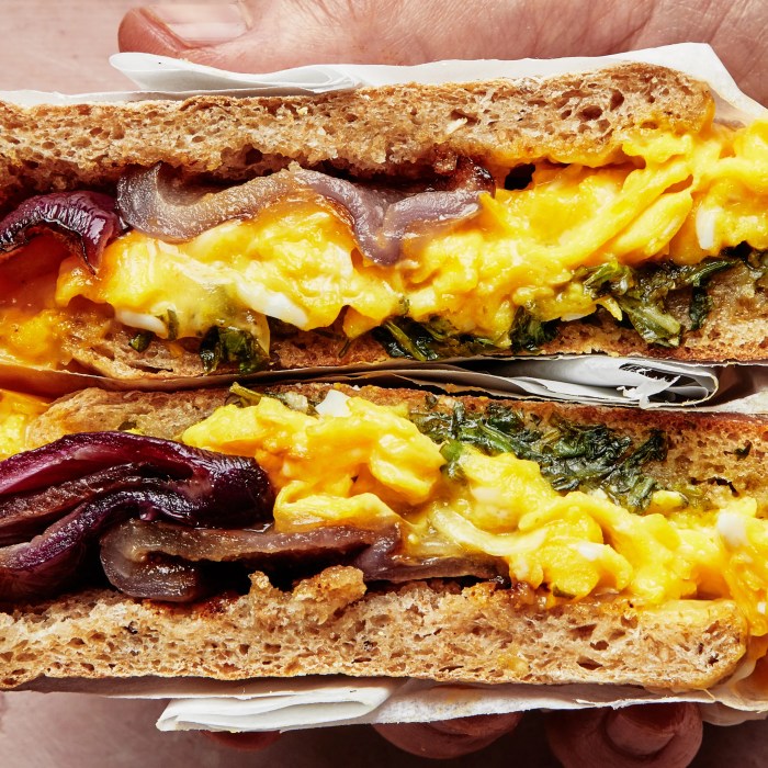 Caramelized onion breakfast sandwiches