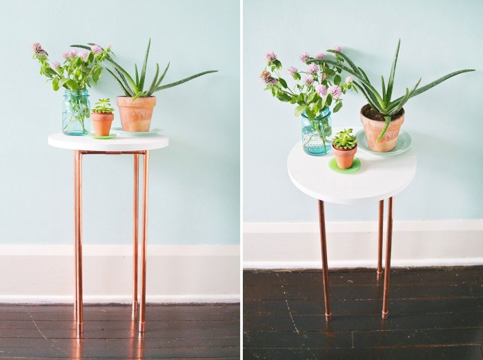 Diy side plant table pipe copper stands easy marble stand ideas also base tables budget friendly try modern accent metallic