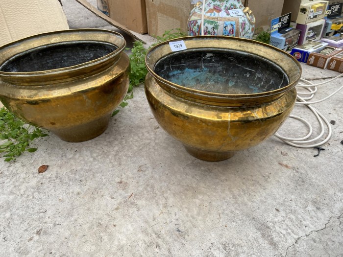 Hanging vintage brass planters