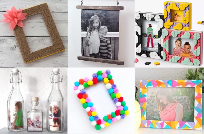 Pom pom photo frame diy