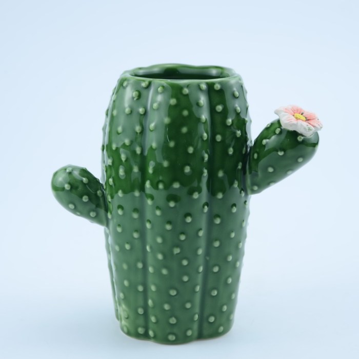 Clay cactus bud vase