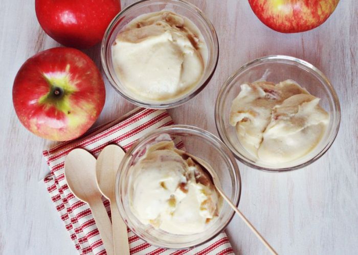 Baked apple and bourbon ice cream