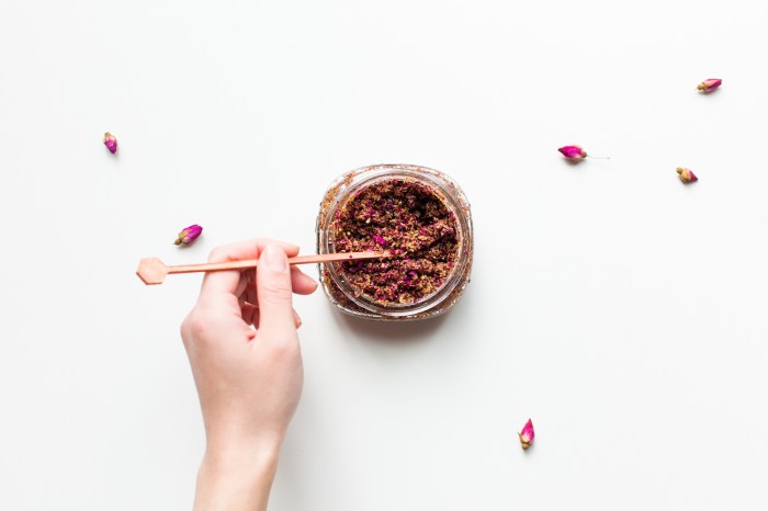 Make your own flower petal and walnut scrub