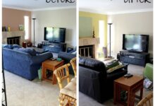70s pink living room makeover before after