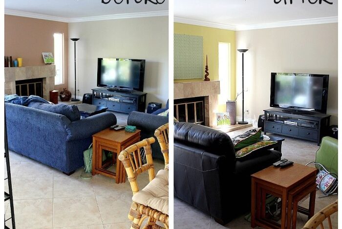 70s pink living room makeover before after
