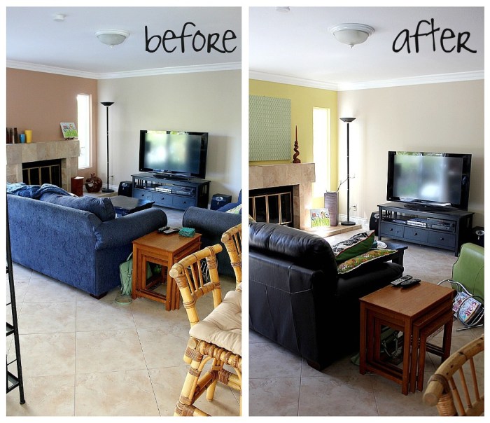 70s pink living room makeover before after