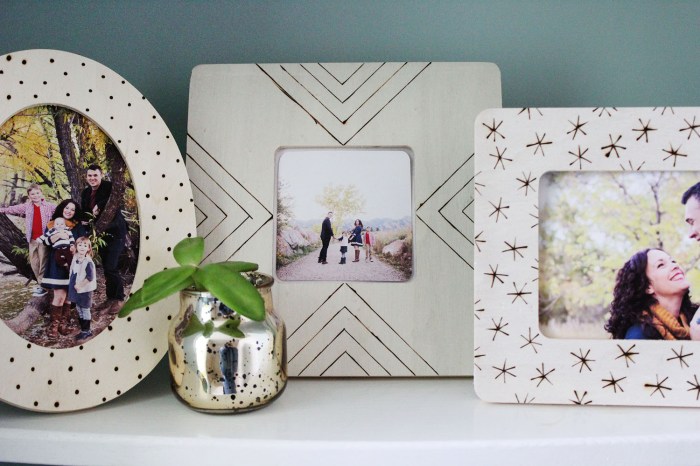 Wood burned photo frames diy