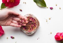 Make your own flower petal and walnut scrub