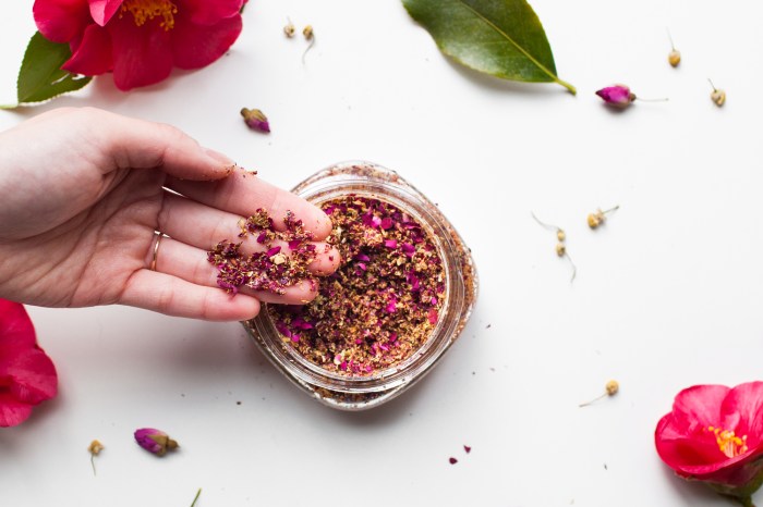 Make your own flower petal and walnut scrub