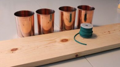 Leather copper cup organizer diy