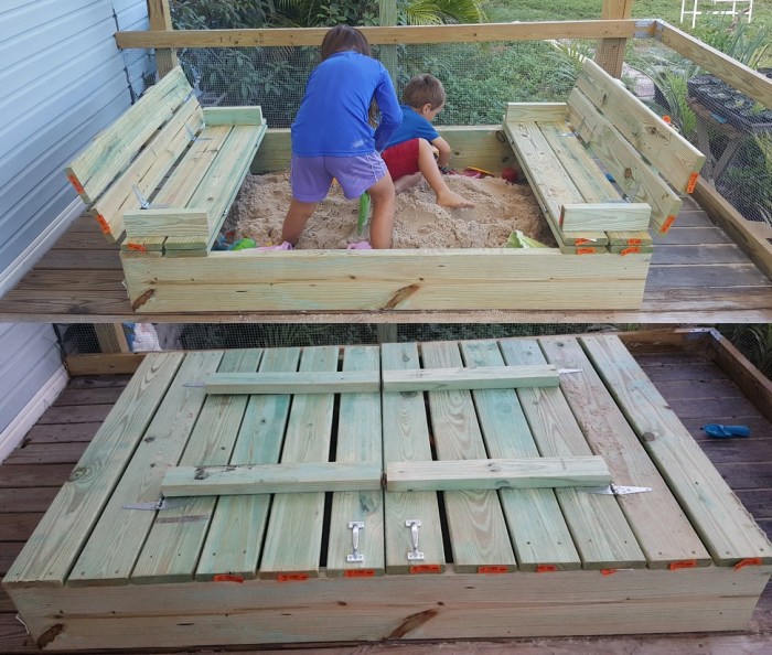 Hexagon sandbox diy with built in benches