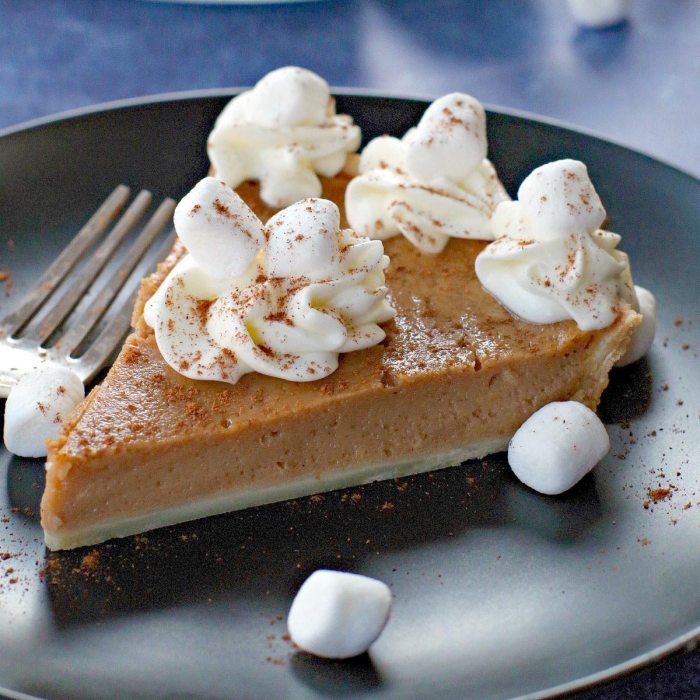 Sweet potato pie with boozy marshmallows