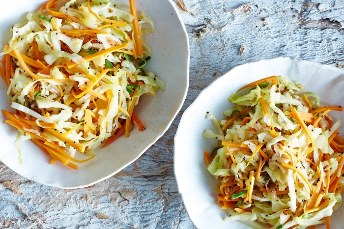 Warm cabbage noodle salad