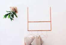 Hanging copper pipe clothing rack diy