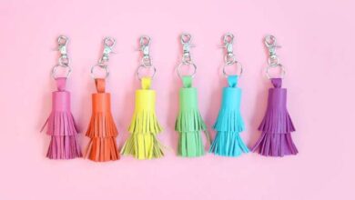 Diy leather tassel keychain