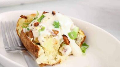 Creamy twice baked potatoes non dairy and vegetarian friendly