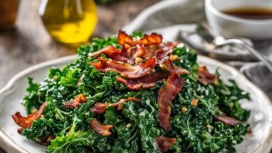 Kale cobb salad with facon vinaigrette