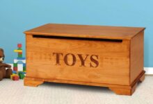 Diy chalkboard toy box on wheels