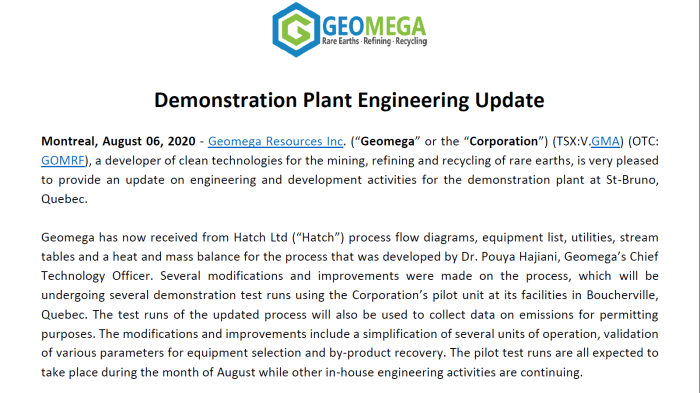 Demonstration plant construction update video