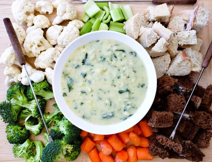 Fondue melting spinach artichoke favfamilyrecipes