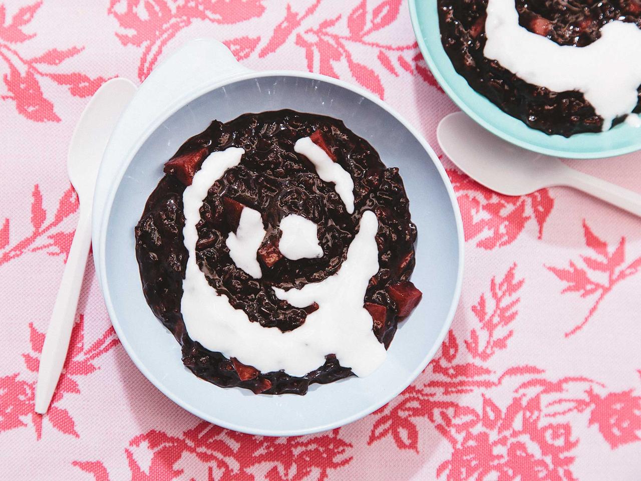 Chai spiced black rice pudding