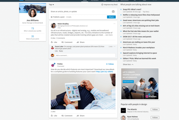 Linkedin launches trending news section