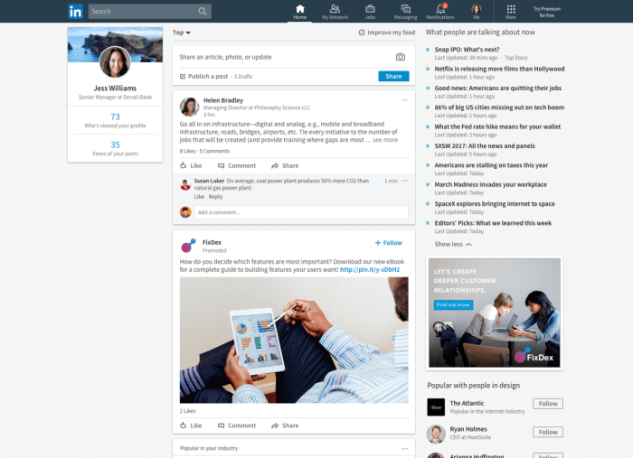 Linkedin launches trending news section