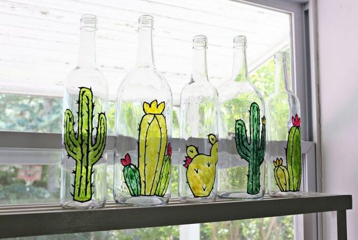 Diy faux stained glass bottles