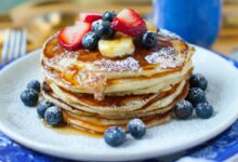 Easter bunny brunch pink pancakes