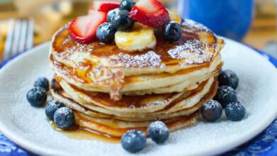 Easter bunny brunch pink pancakes