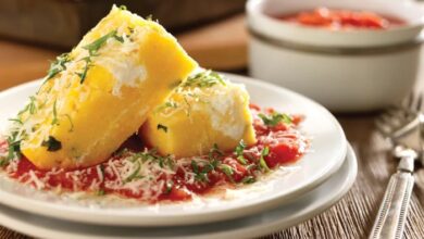 Baked polenta tomato salad