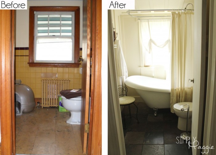 Holiday house bathroom before after