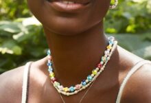 Chunky wooden bead statement necklace