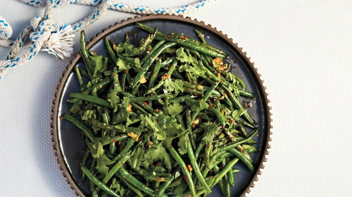 Garlic and miso green beans