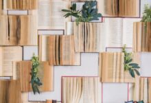 Open books accent wall