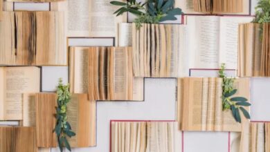 Open books accent wall