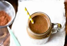Healthy chocolate banana shake dairy free no added sugar