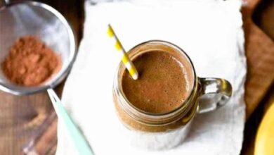 Healthy chocolate banana shake dairy free no added sugar