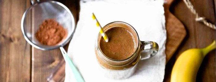 Healthy chocolate banana shake dairy free no added sugar