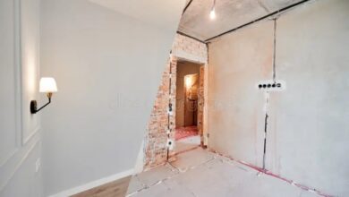 Green and white main bedroom before after