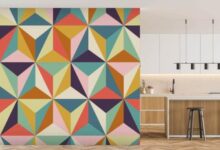 Geometric painted wallpaper diy