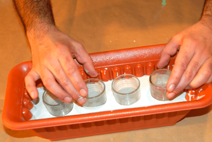 Diy cement letter candlestick holders