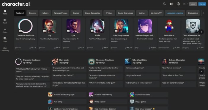 Characterai voice chat character calls