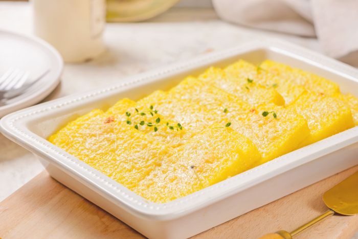 Baked polenta tomato salad