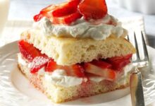 Sweet pickled strawberries shortcakes