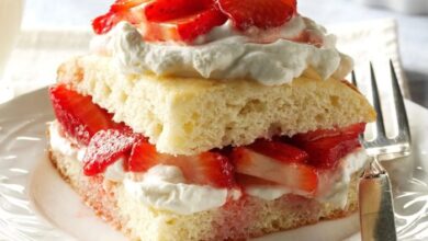 Sweet pickled strawberries shortcakes